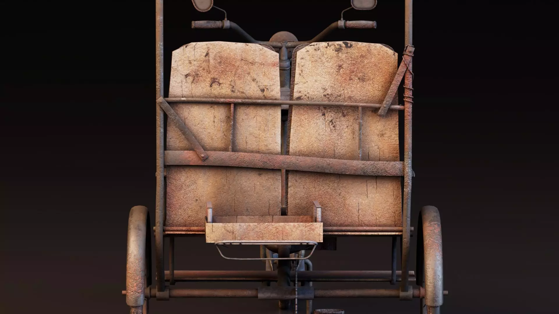 Rustic Cycle Rickshaw 3D model_12