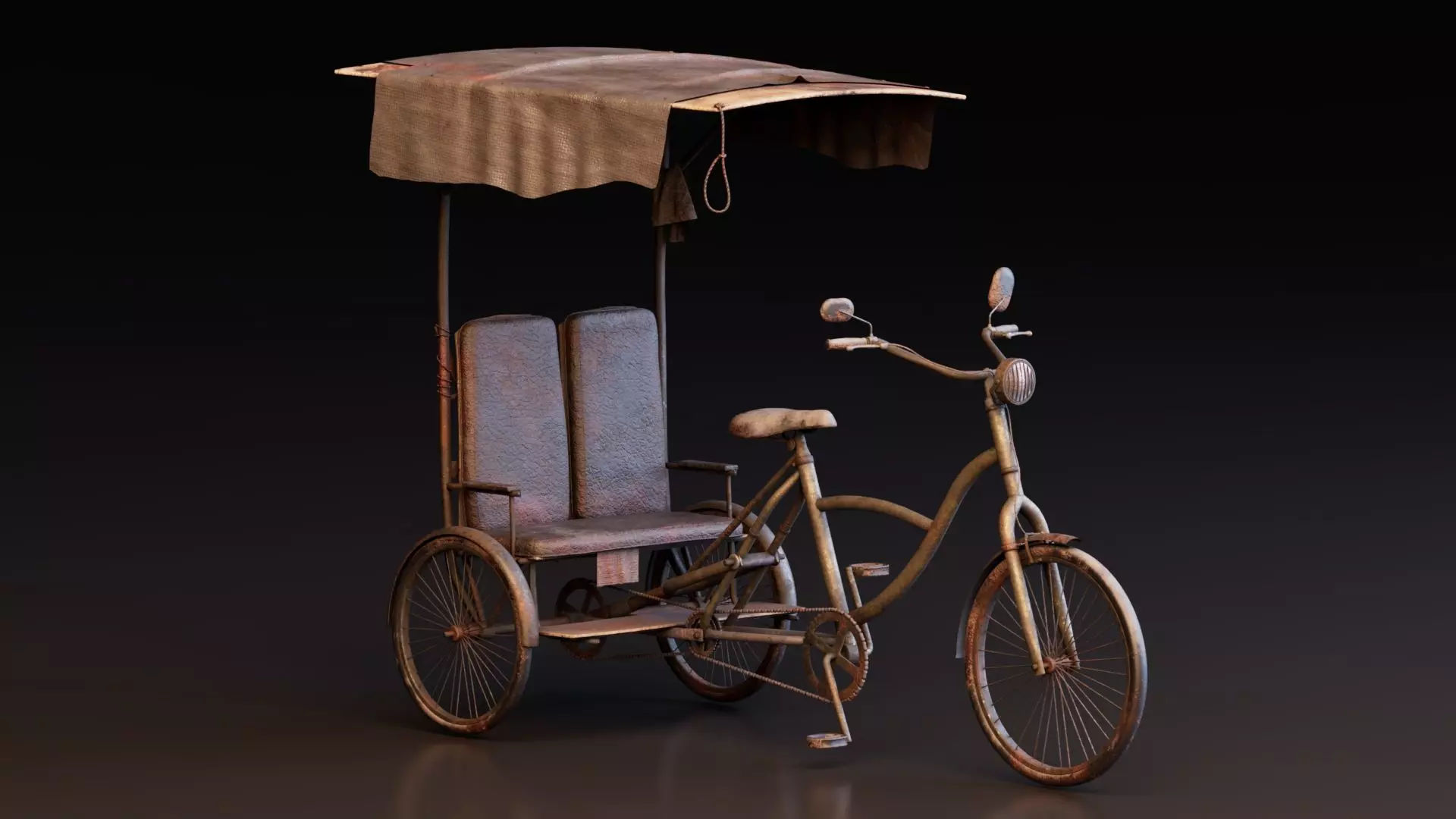 Rustic Cycle Rickshaw 3D model_1