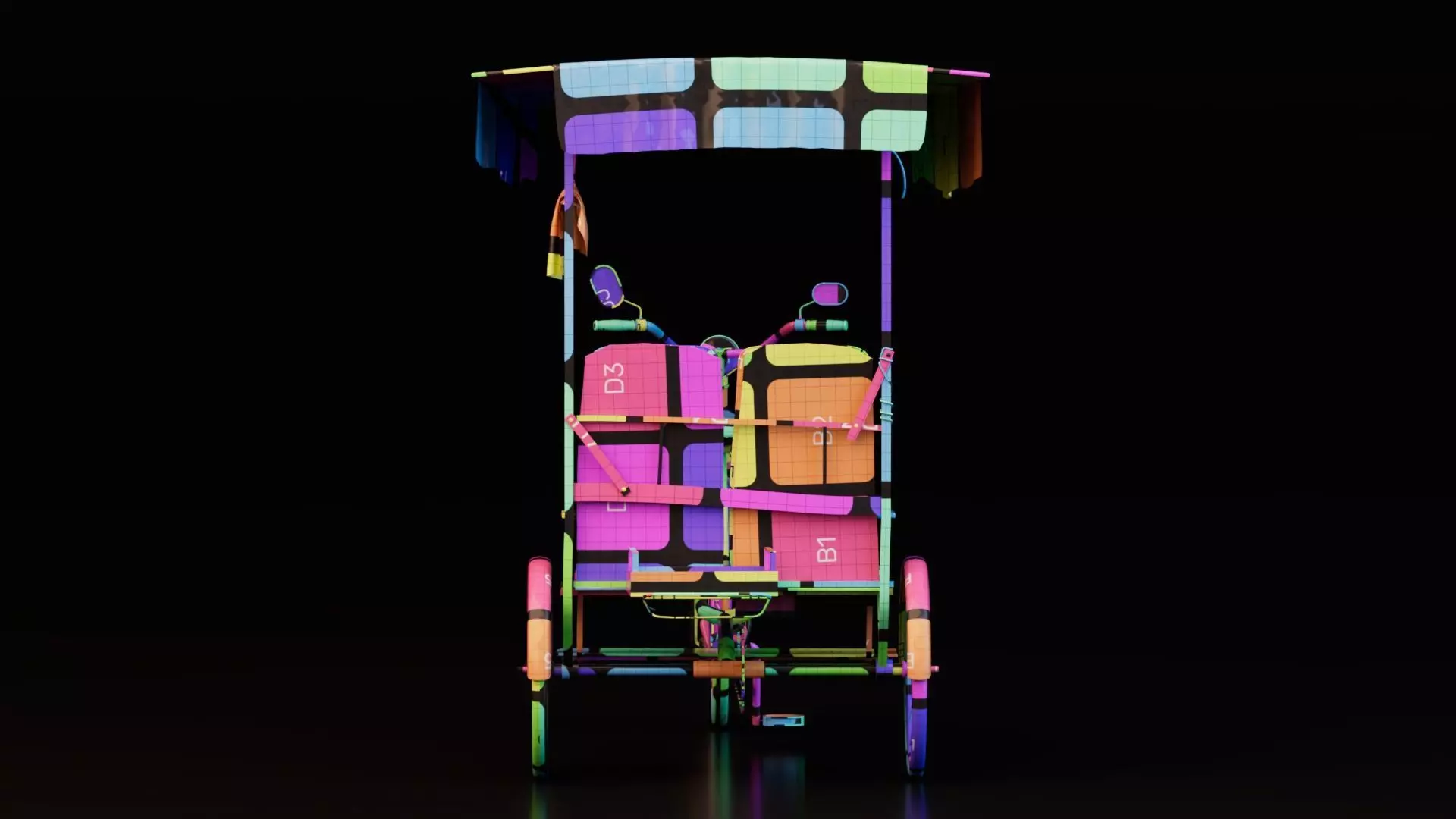 Rustic Cycle Rickshaw 3D model_20