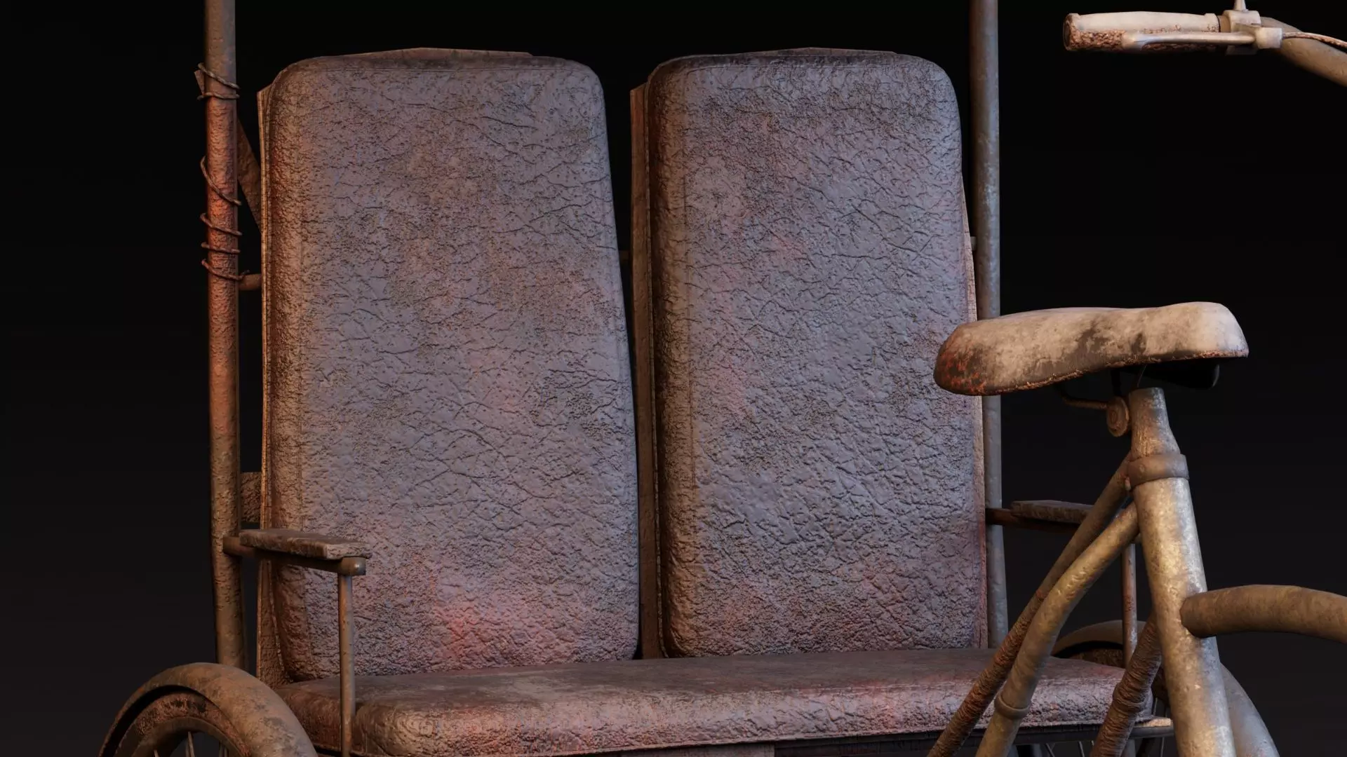 Rustic Cycle Rickshaw 3D model_8