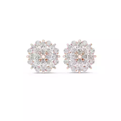 Marquise and Round Diamond Stud Earring 3DM STL Video