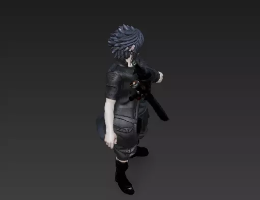 Anime Character with Dual Swords - Dynamic Action Pose 3D model_7