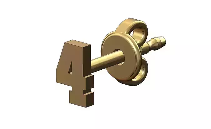 4 four number varsity font stud earring 3D print model