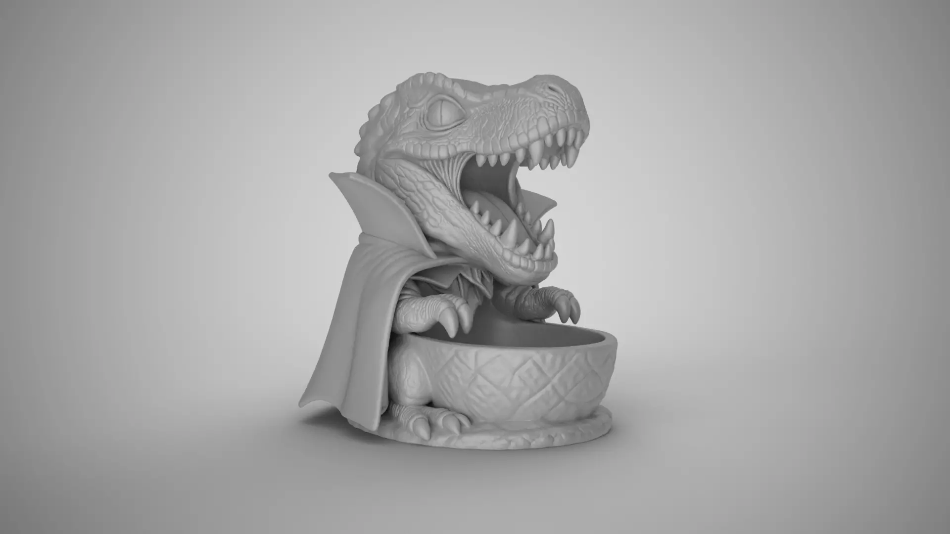 Dinosaur Vampire Candy Bowl 3D print model_2