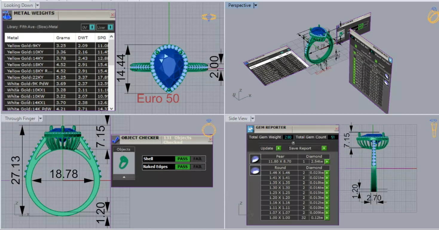Yellow Gold Engagement Ring Teardrop Diamond Halo Model jr00186 3D print model