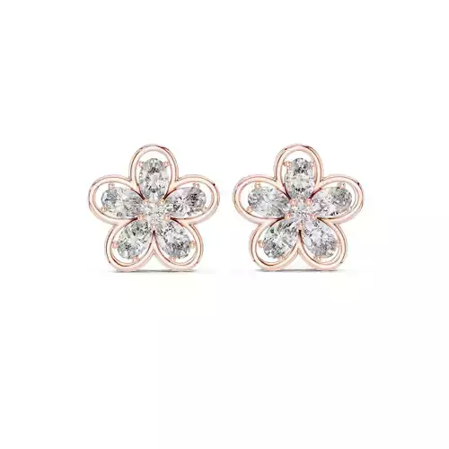 Oval Cut Diamond Flower Stud Earring 3DM STL Video