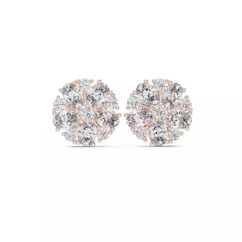 Oval and Round Cut Cluster Diamond Stud Earring 3DM STL Video 3D print model