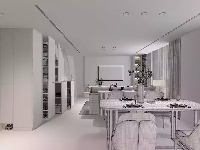 living room 3D model 5