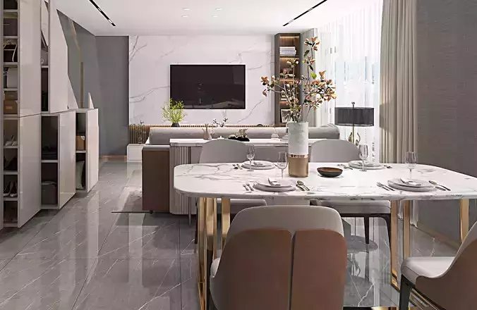 living room 3D model 3