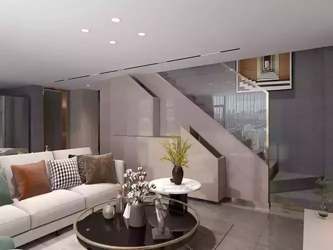 living room 3D model 2