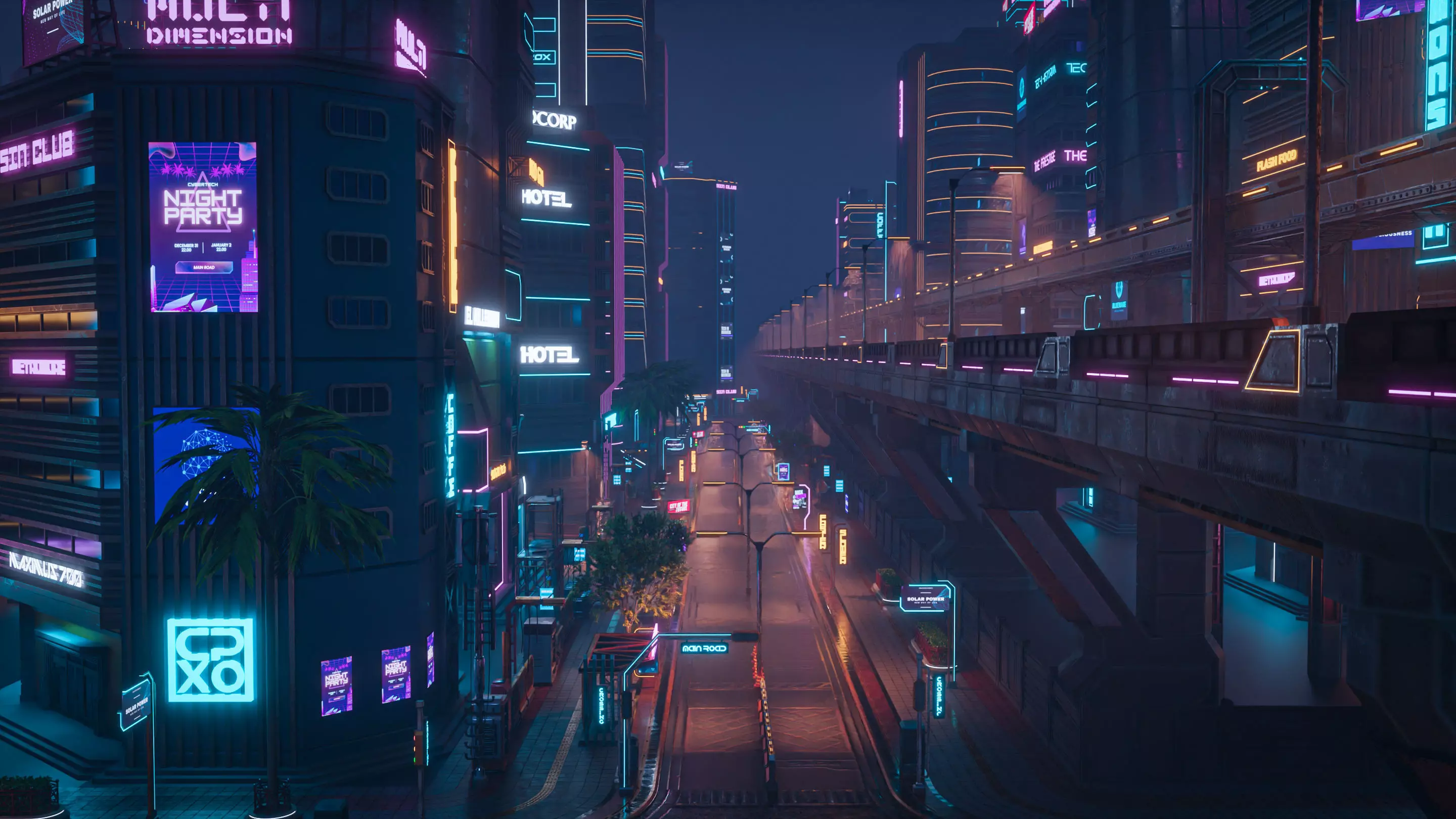 SCIFI CYBERPUNK FUTURISTIC CITY SCENE WITH ALL THE ASSET 3D Model Collection_7