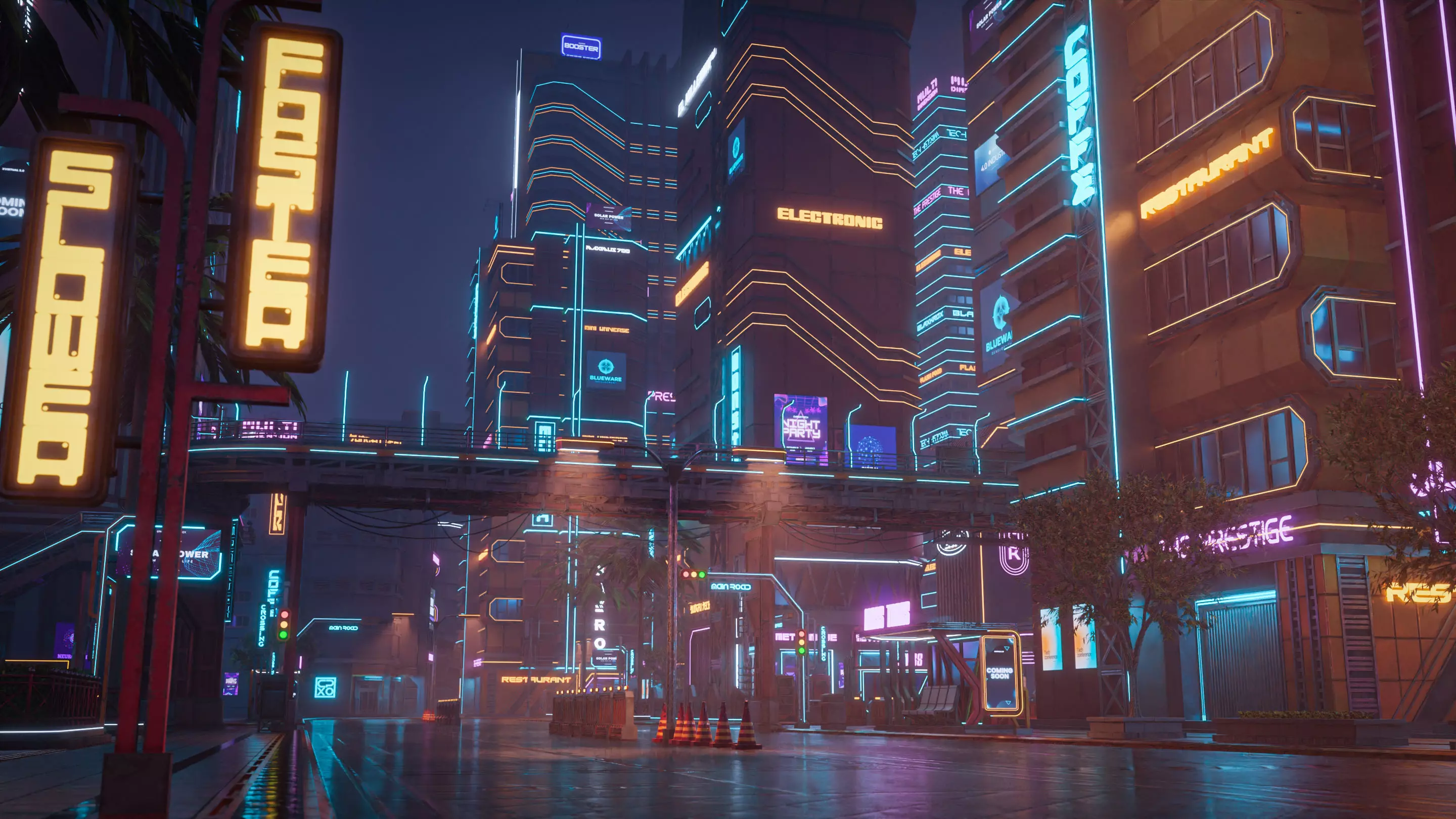 SCIFI CYBERPUNK FUTURISTIC CITY SCENE WITH ALL THE ASSET 3D Model Collection_15