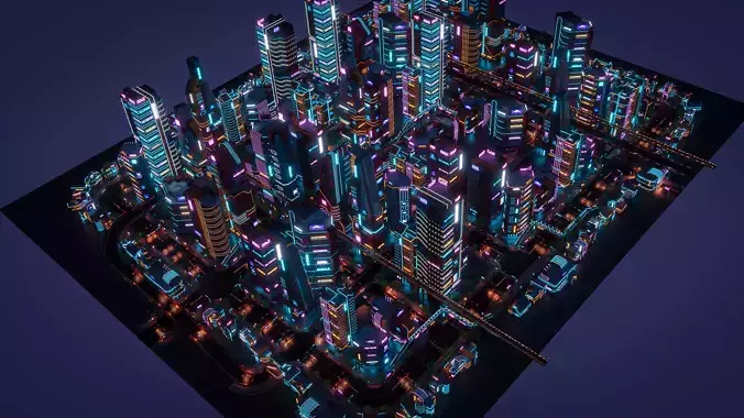 SCIFI CYBERPUNK FUTURISTIC CITY SCENE WITH ALL THE ASSET 3D Model Pack 3