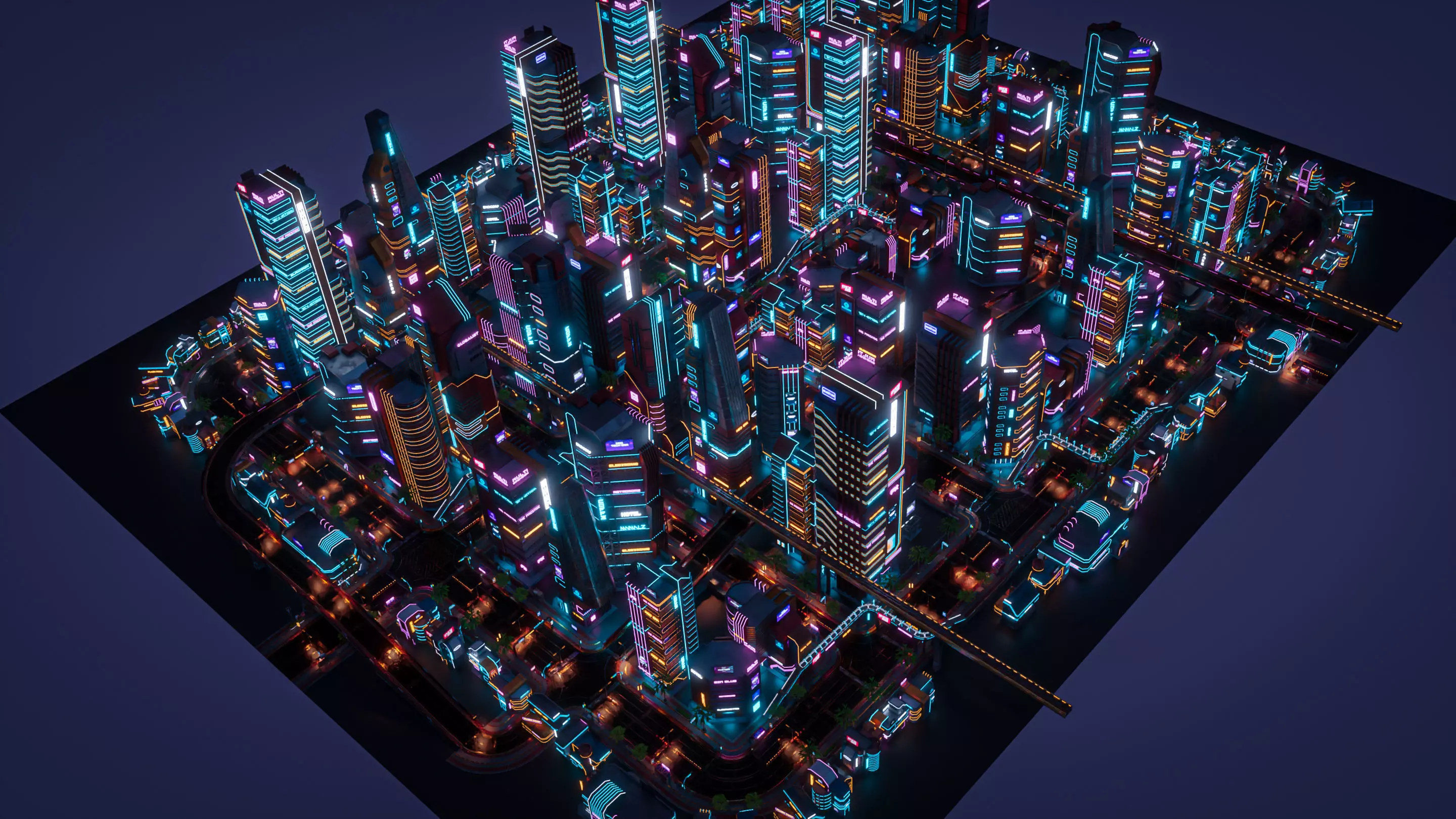 SCIFI CYBERPUNK FUTURISTIC CITY SCENE WITH ALL THE ASSET 3D Model Collection_3