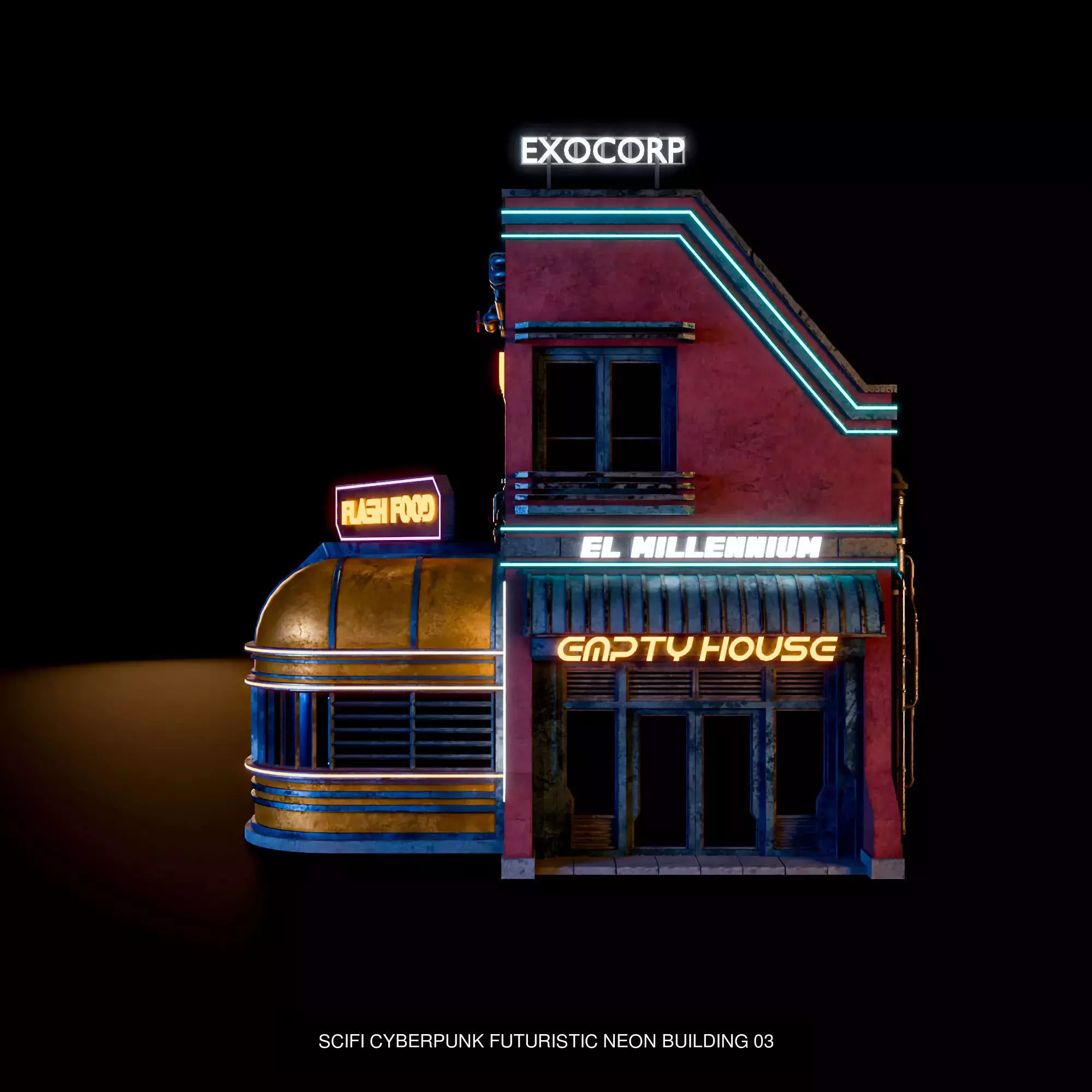 SCIFI CYBERPUNK FUTURISTIC CITY SCENE WITH ALL THE ASSET 3D Model Collection_20