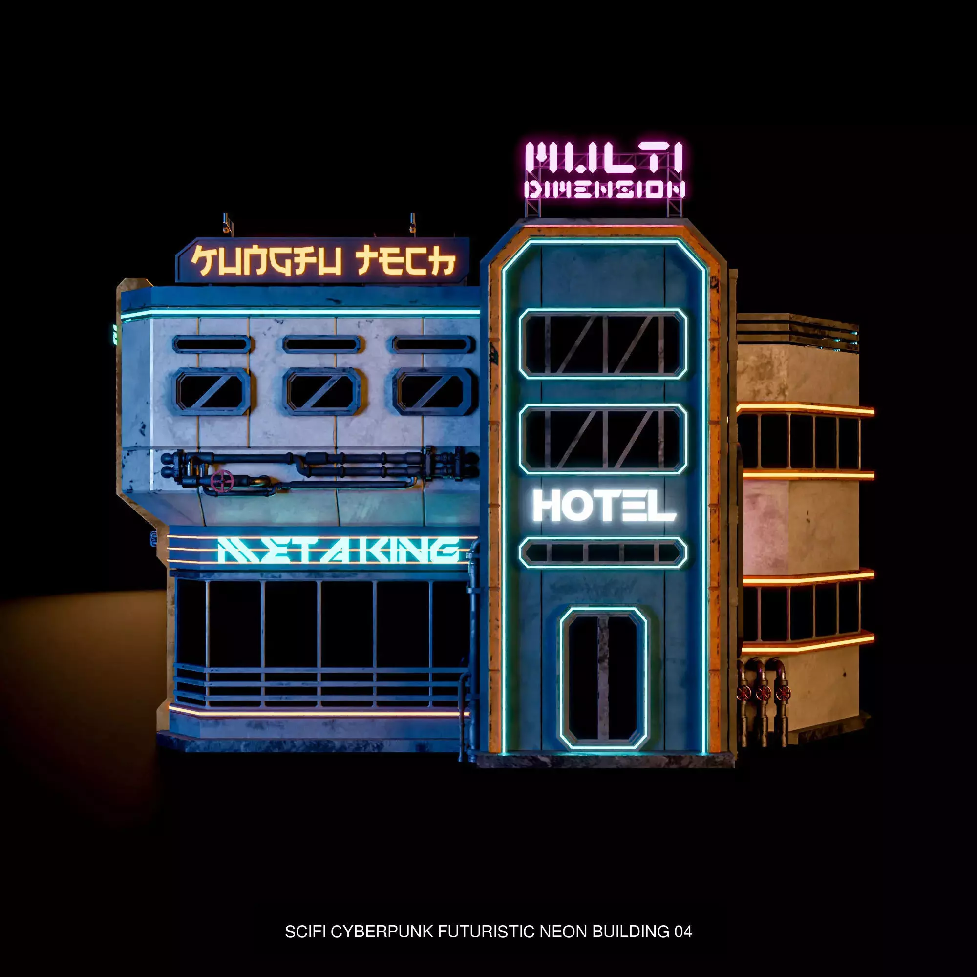 SCIFI CYBERPUNK FUTURISTIC CITY SCENE WITH ALL THE ASSET 3D Model Collection_22