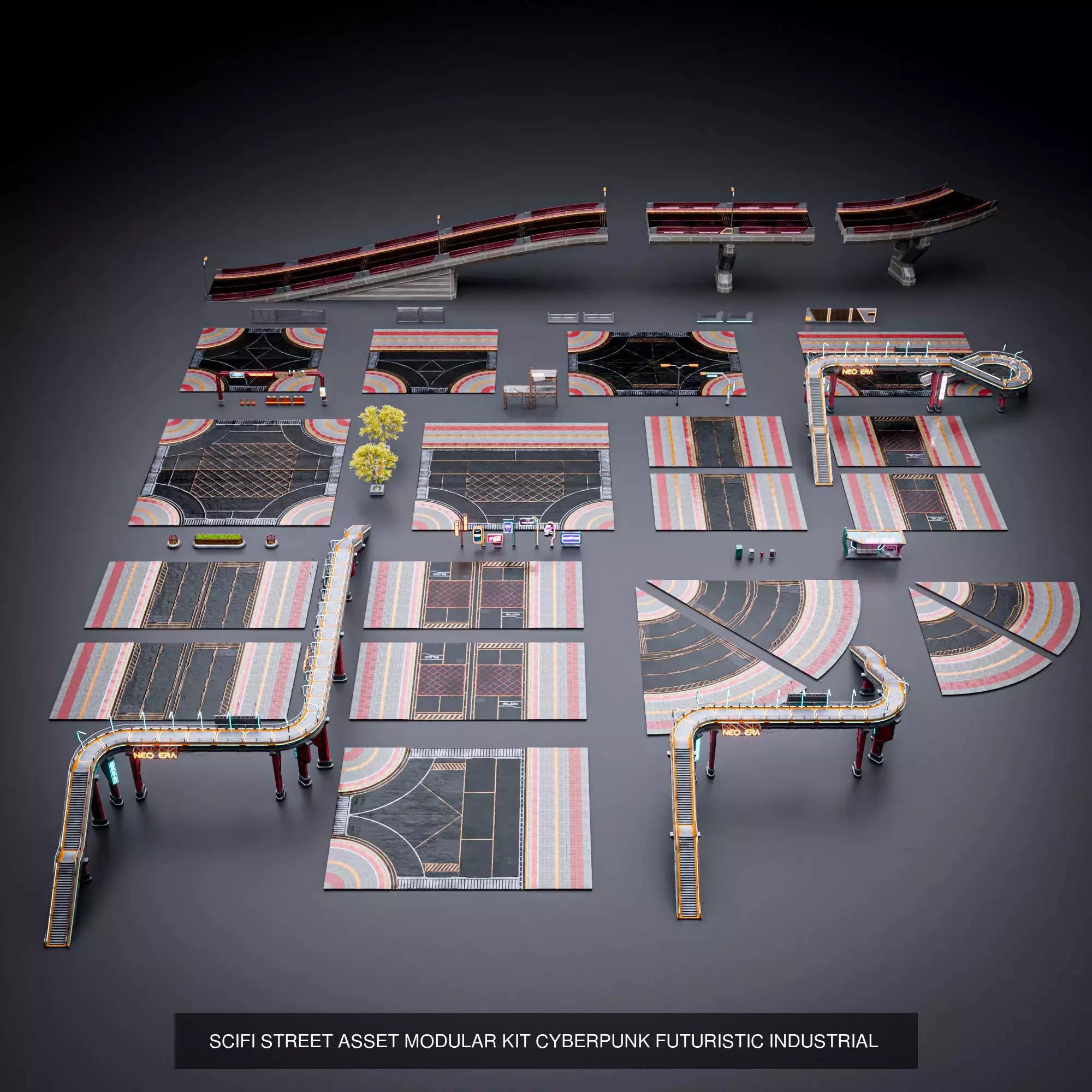 SCIFI CYBERPUNK FUTURISTIC CITY SCENE WITH ALL THE ASSET 3D Model Collection_30