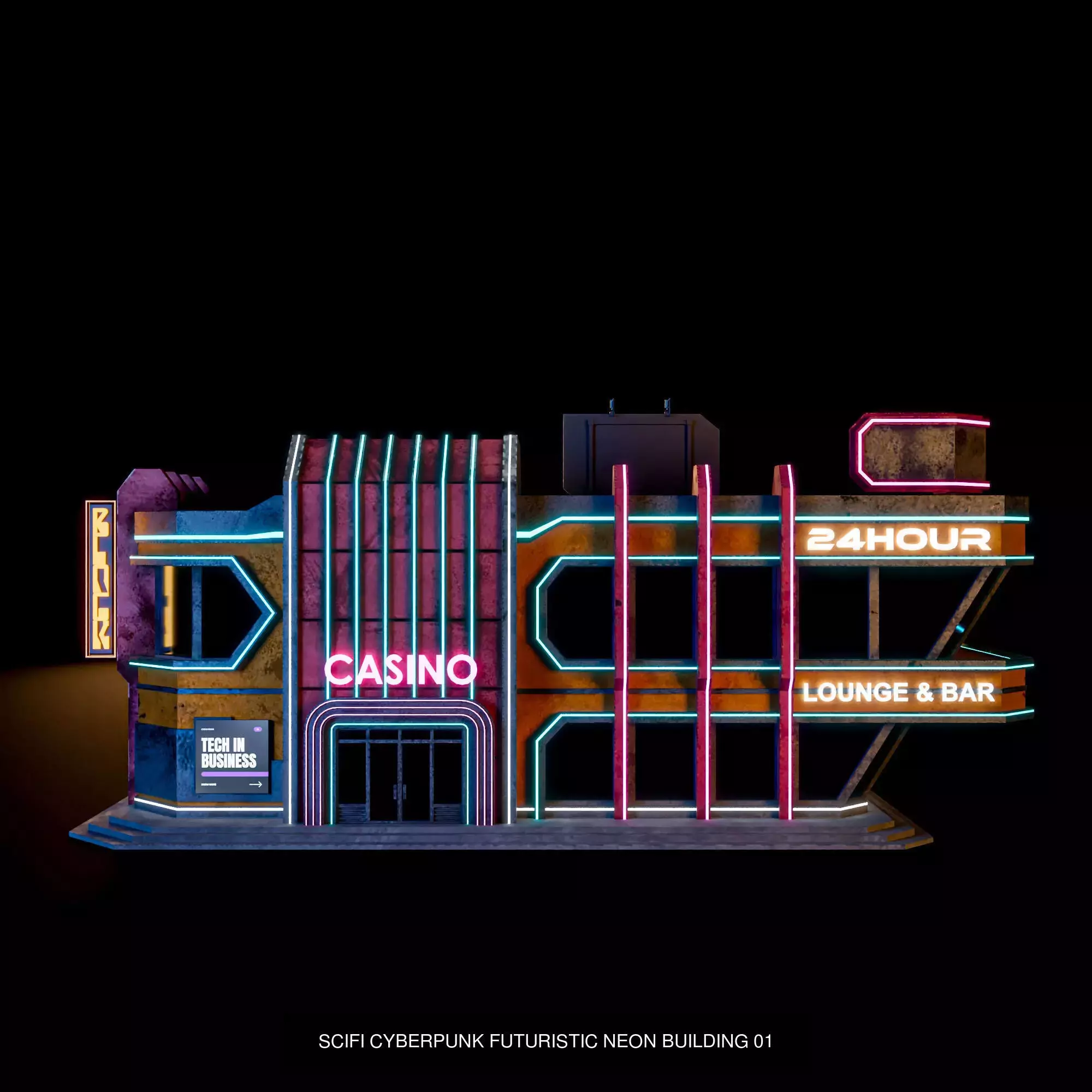 SCIFI CYBERPUNK FUTURISTIC CITY SCENE WITH ALL THE ASSET 3D Model Collection_16