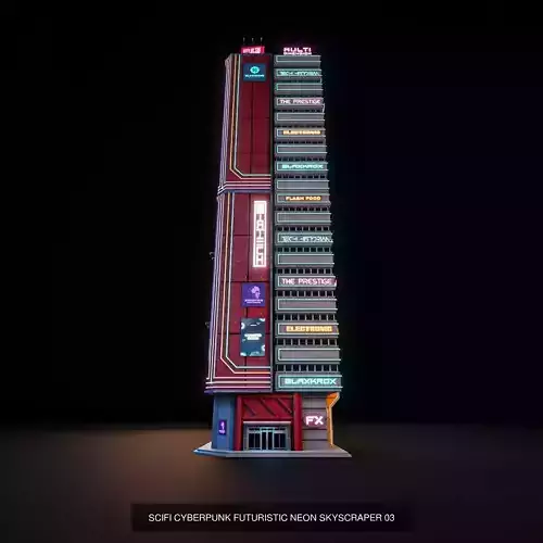 SCIFI CYBERPUNK FUTURISTIC CITY SCENE WITH ALL THE ASSET 3D Model Pack 6