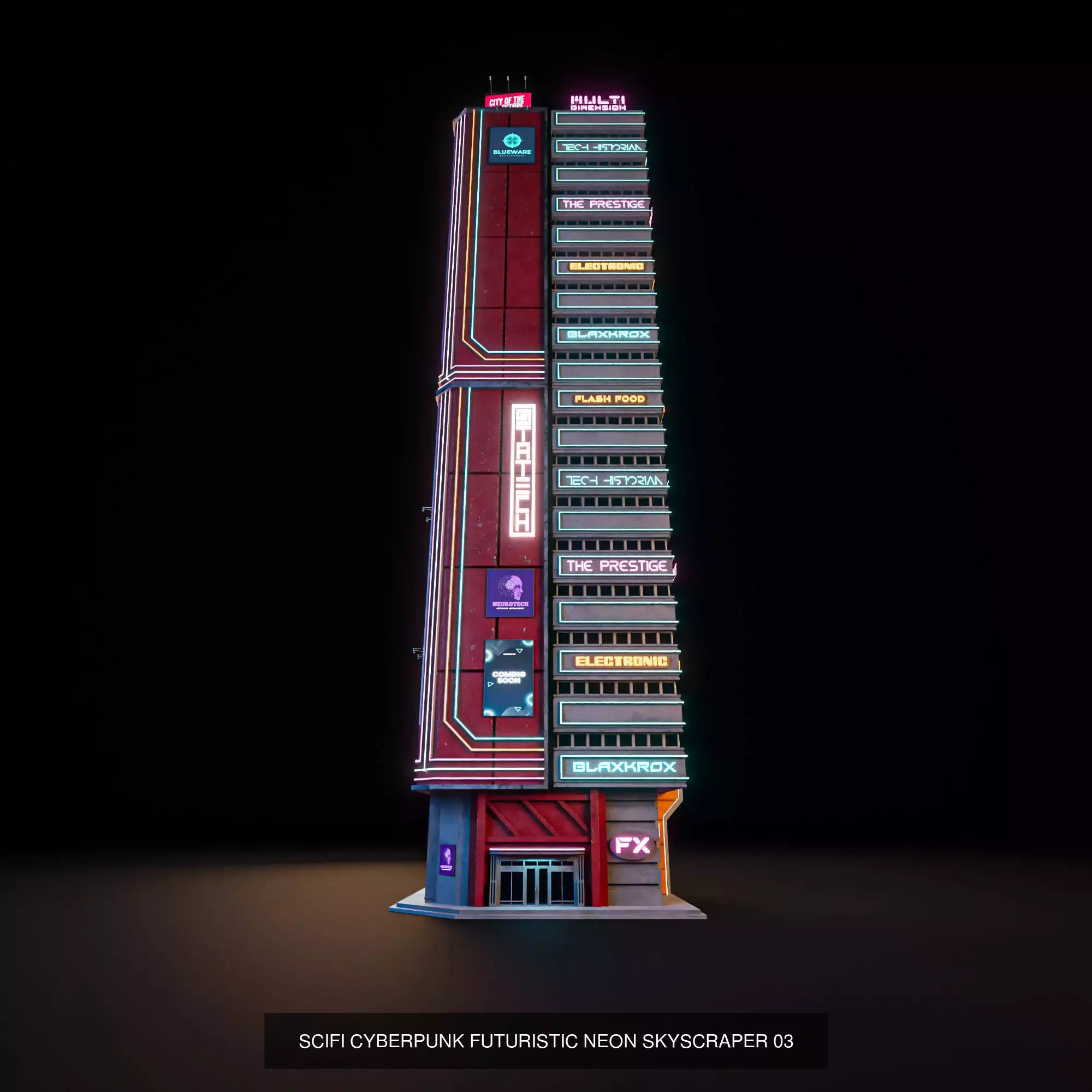 SCIFI CYBERPUNK FUTURISTIC CITY SCENE WITH ALL THE ASSET 3D Model Collection_6