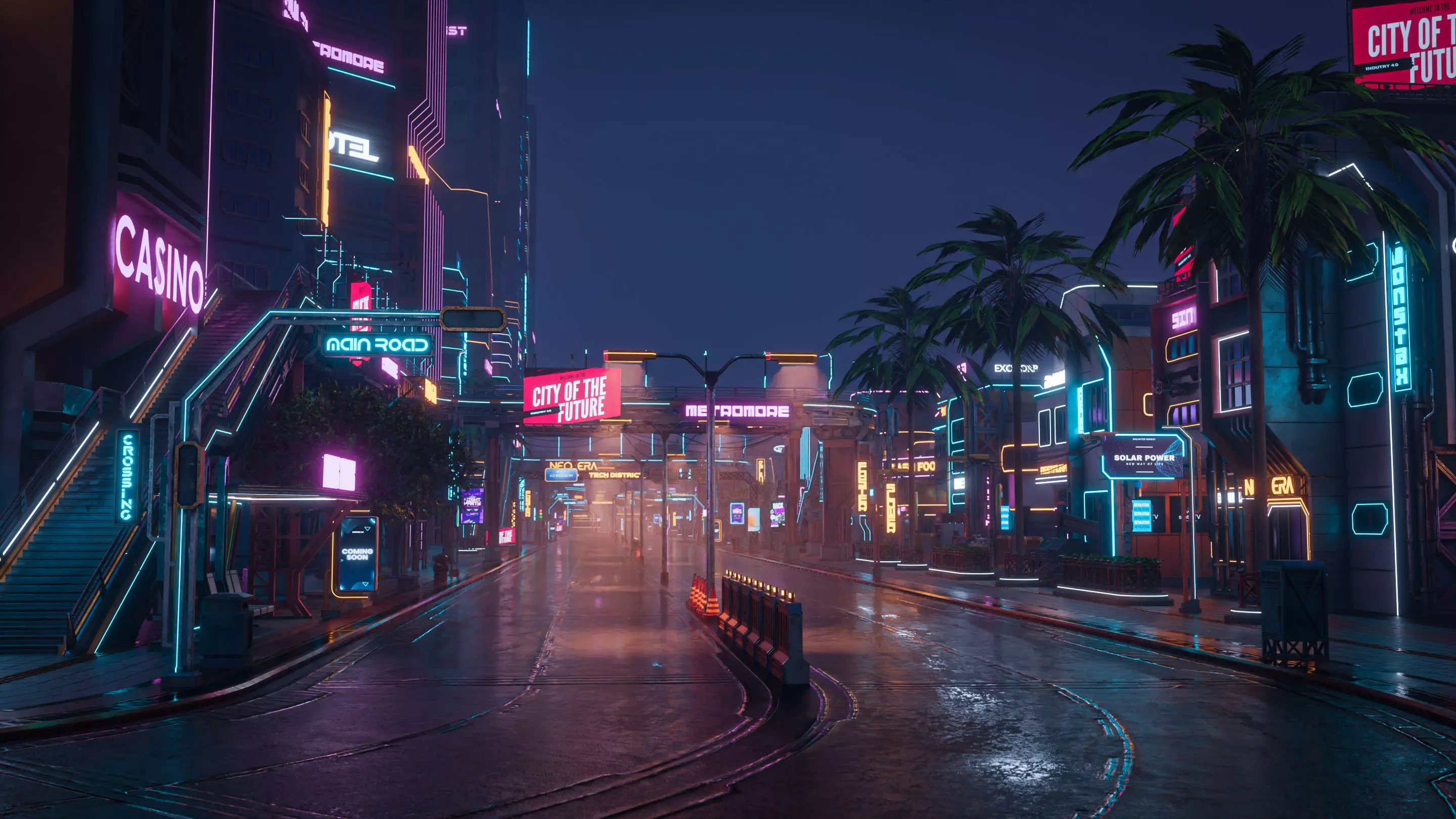 SCIFI CYBERPUNK FUTURISTIC CITY SCENE WITH ALL THE ASSET 3D Model Collection_13
