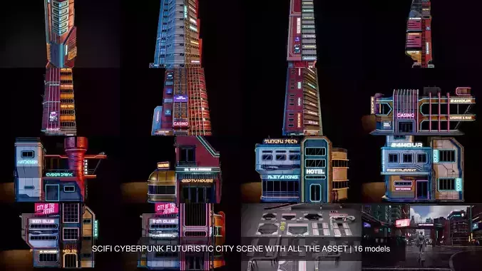 SCIFI CYBERPUNK FUTURISTIC CITY SCENE WITH ALL THE ASSET 3D Model Collection SCIFI CYBERPUNK FUTURISTIC CITY SCENE WITH ALL THE ASSET 3D Model Collection