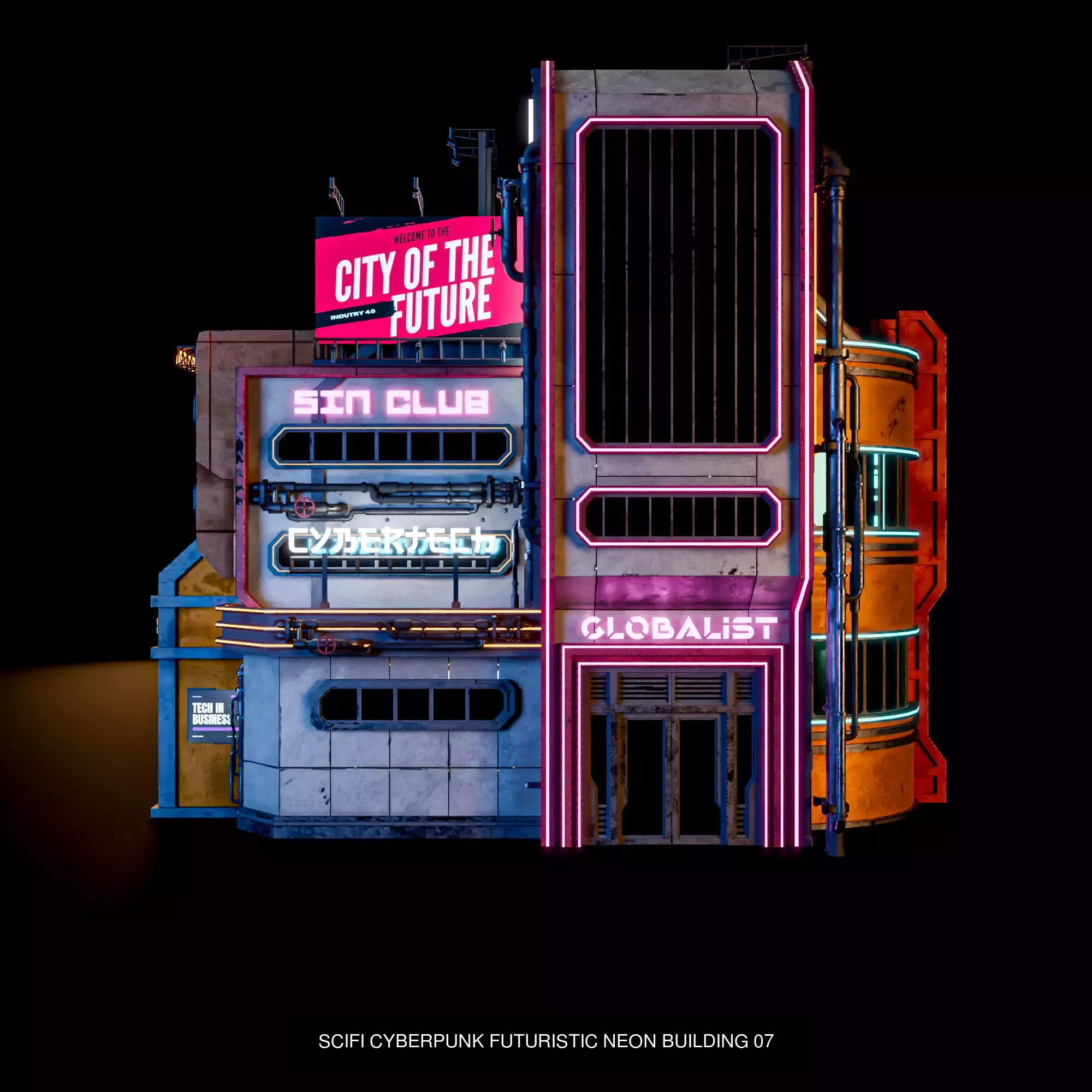 SCIFI CYBERPUNK FUTURISTIC CITY SCENE WITH ALL THE ASSET 3D Model Collection_28