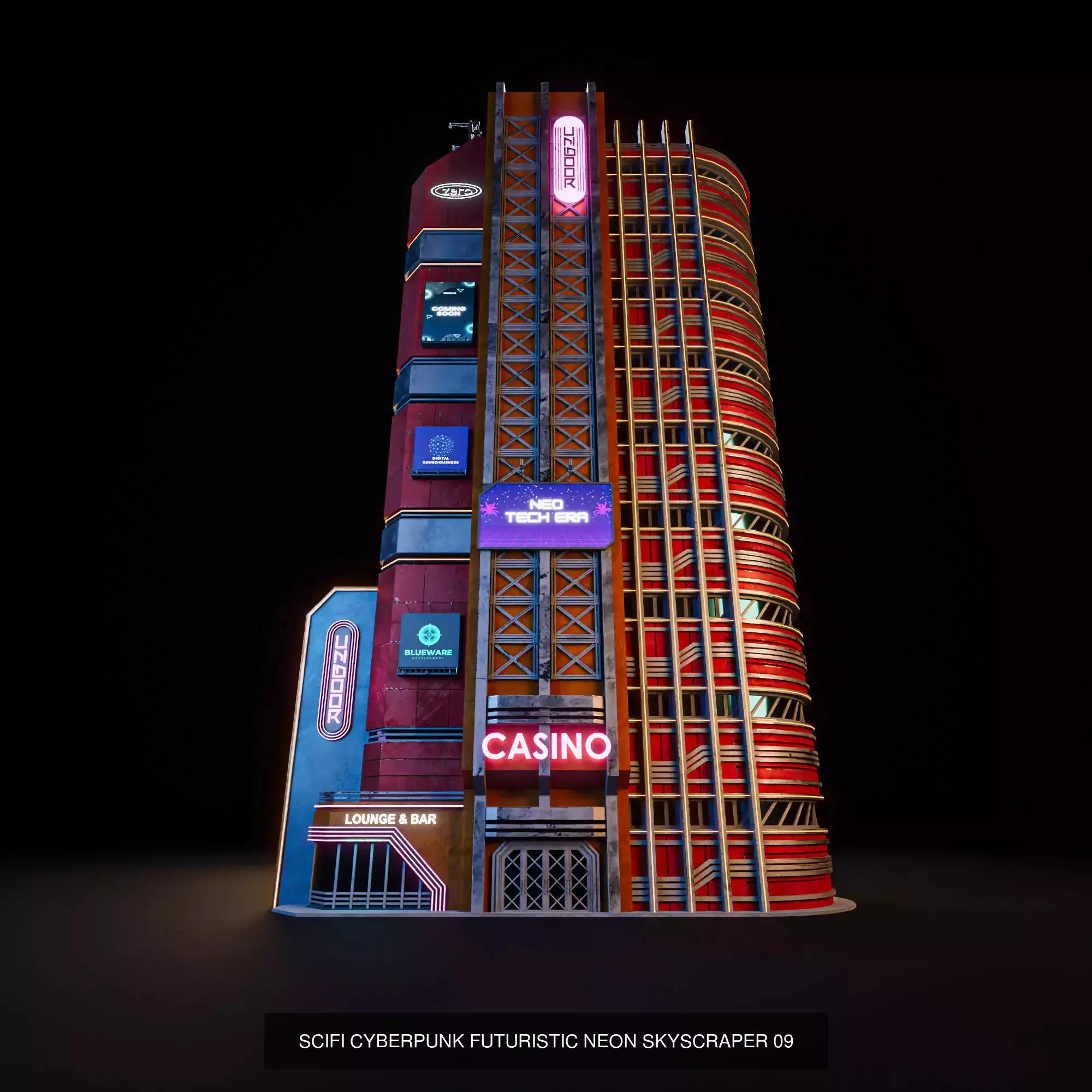 SCIFI CYBERPUNK FUTURISTIC CITY SCENE WITH ALL THE ASSET 3D Model Collection_12