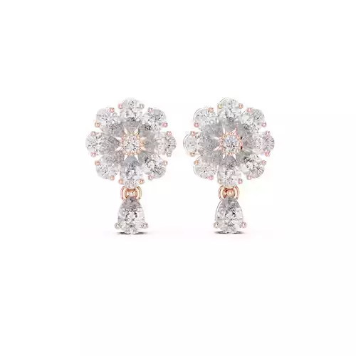 Pear and Round Cut Diamond Drop Earring 3DM STL Video