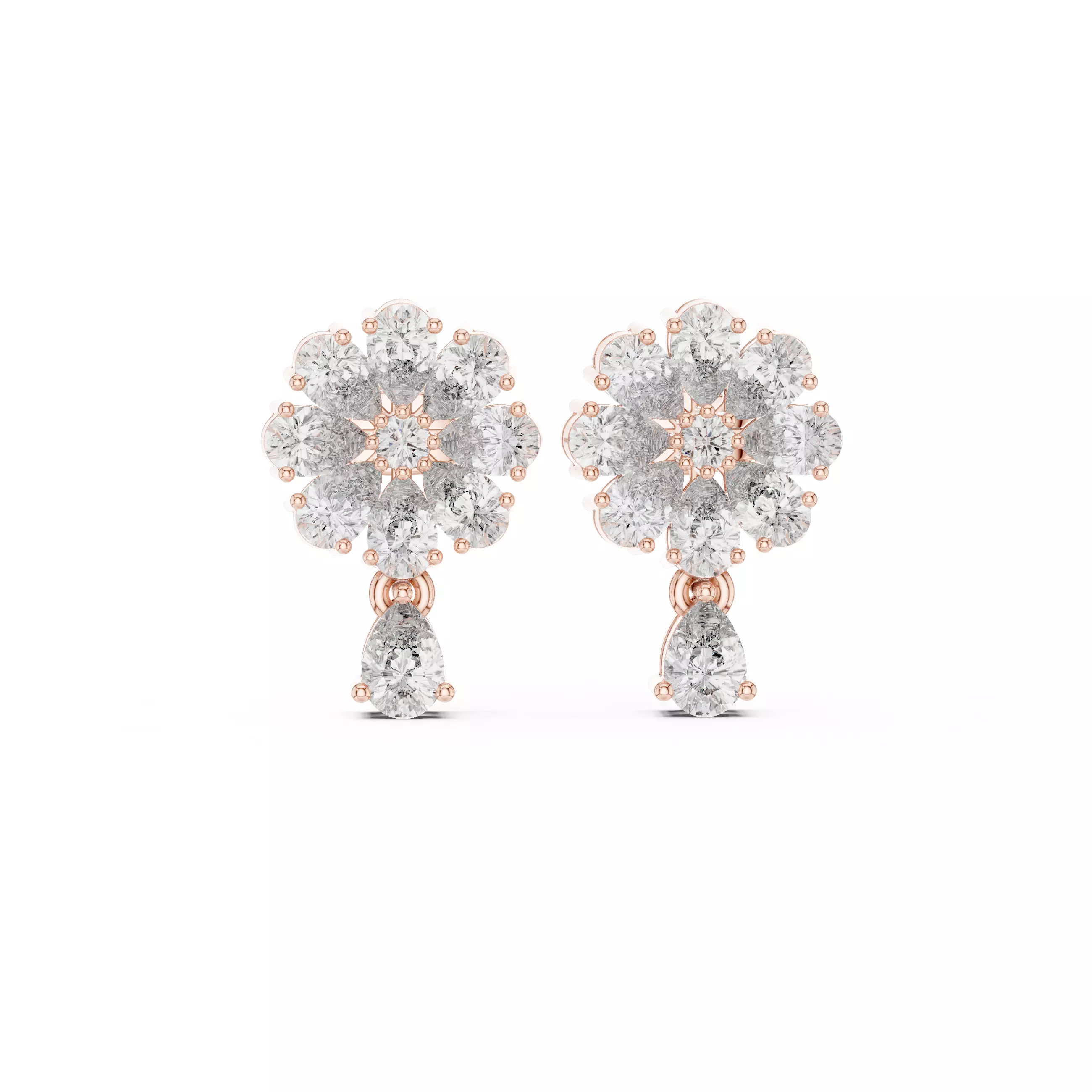 Pear and Round Cut Diamond Drop Earring 3DM STL Video 3D print model