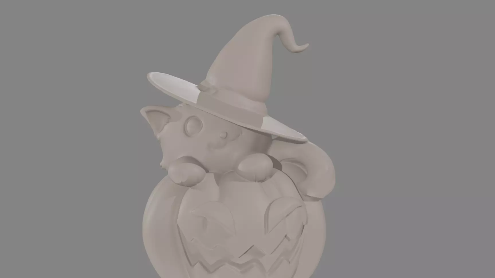 Witchy Cat Pumpkin 3D print model_0