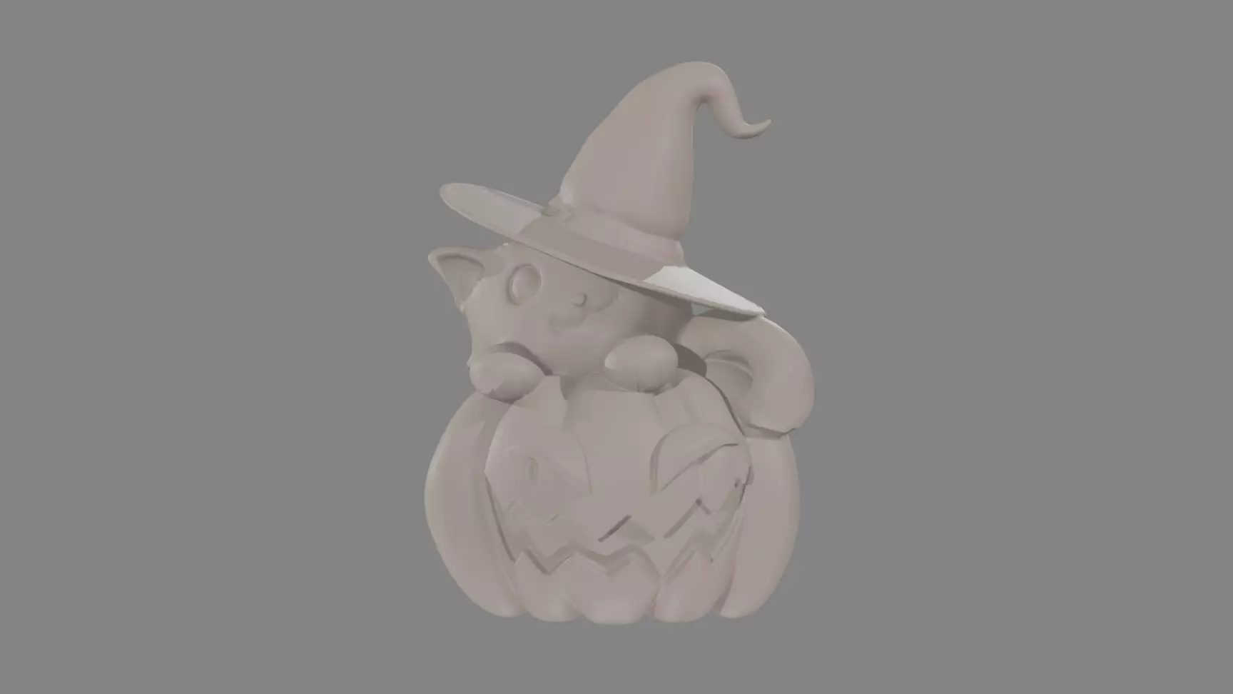 Witchy Cat Pumpkin 3D print model_1