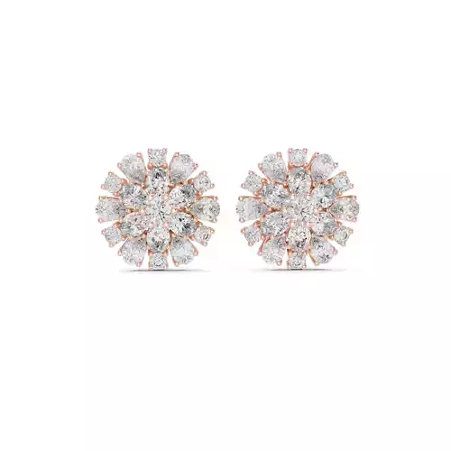 Oval And Pear Cluster Diamond Flower Earring 3DM STL Video