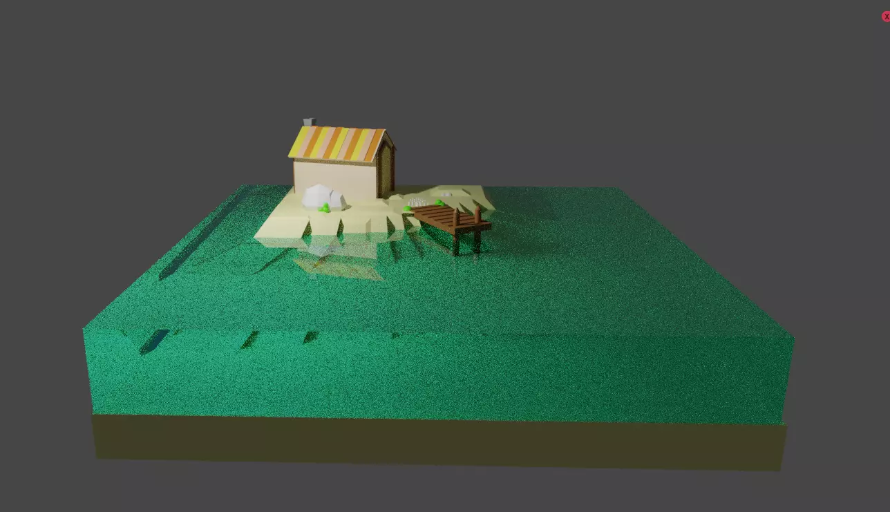 House in the island in water  3D model_3