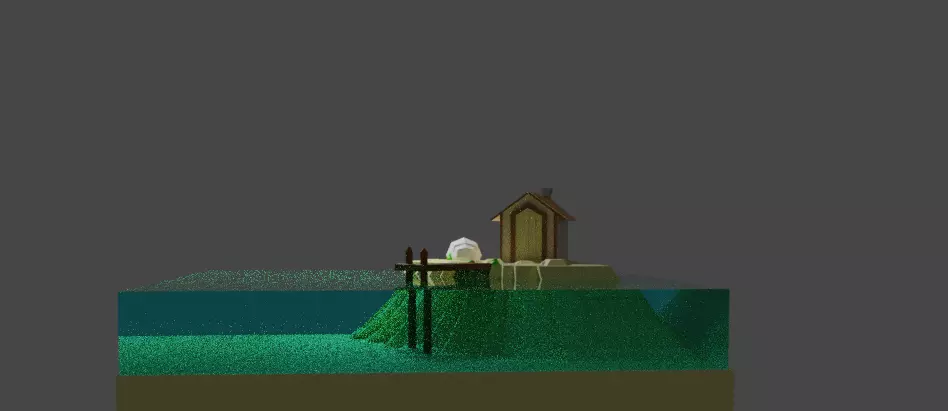 House in the island in water  3D model_7