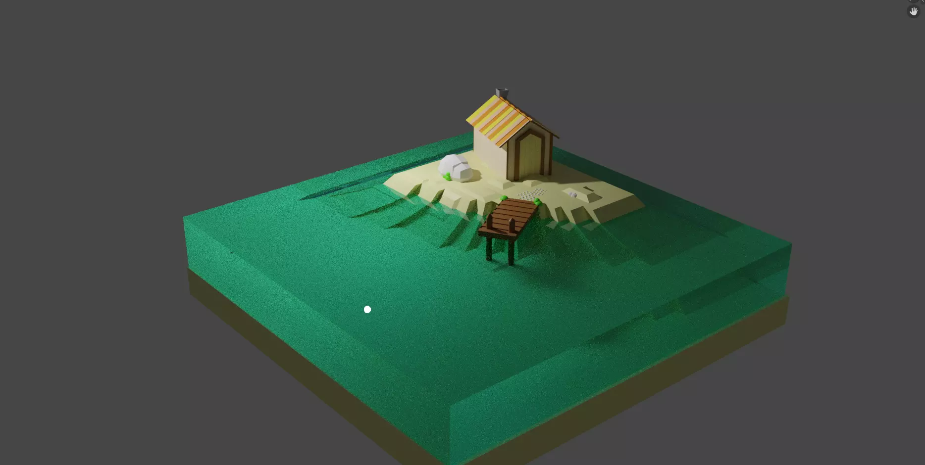 House in the island in water  3D model_1