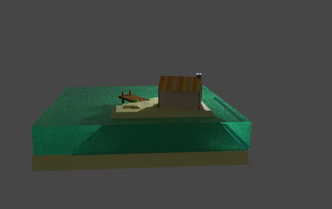 House in the island in water  3D model_5