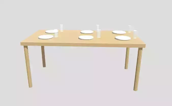 Traditional Dining table with plates glasses