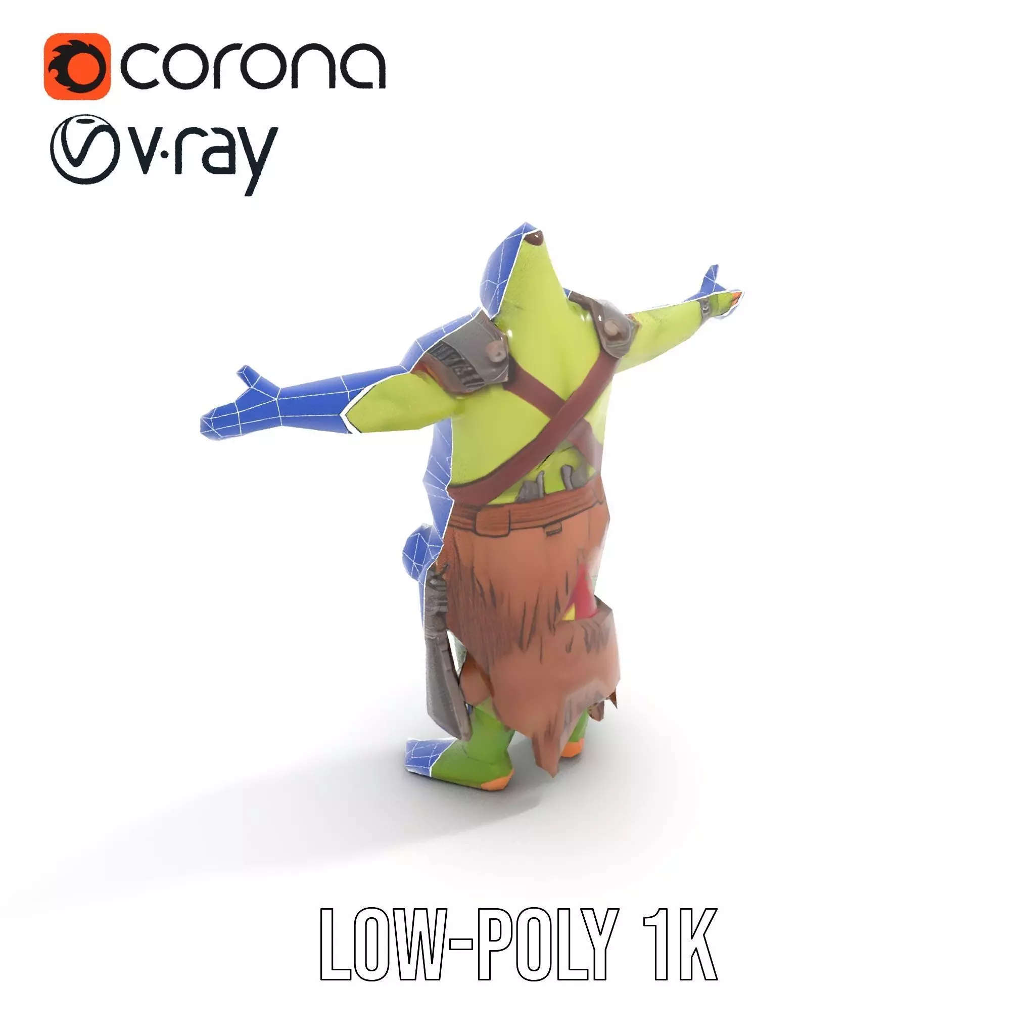 Fantasy Orc Warrior Character Model Pack Low-poly 3D model_17