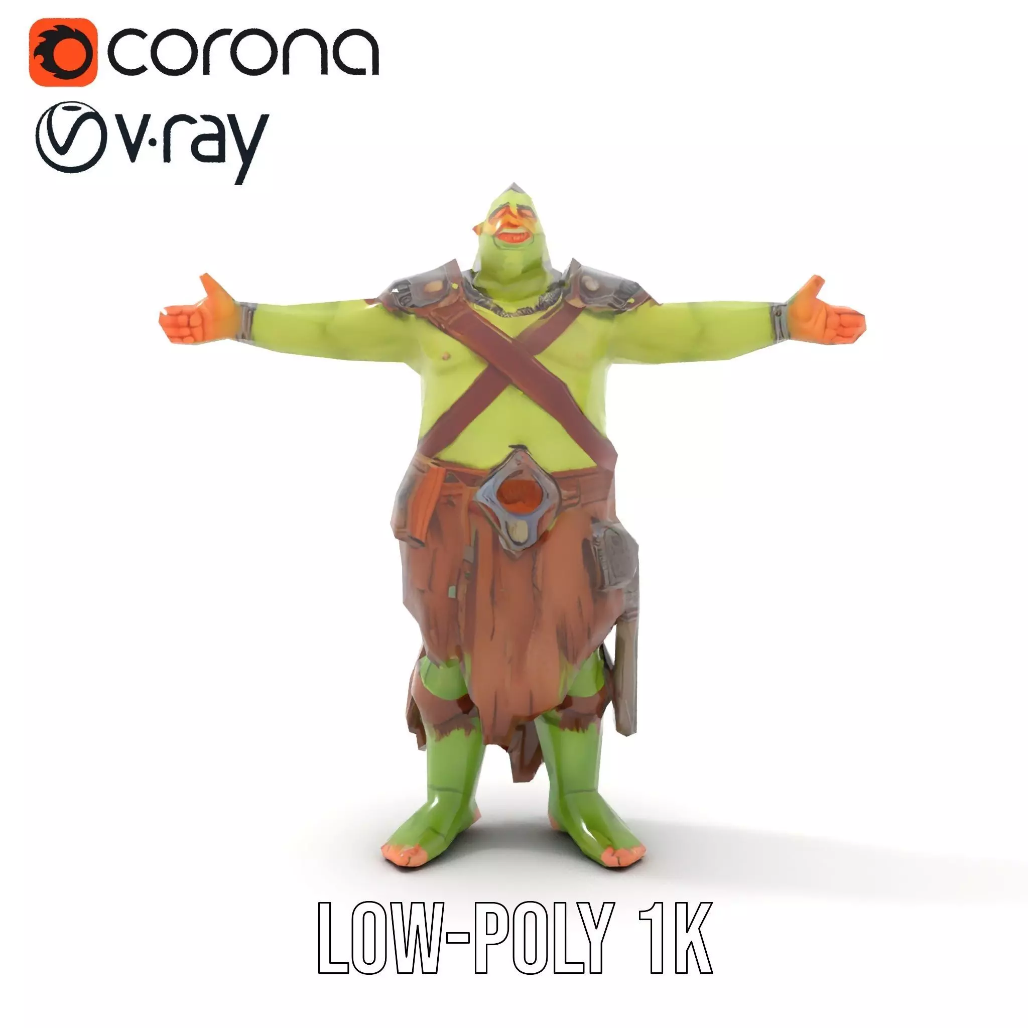 Fantasy Orc Warrior Character Model Pack Low-poly 3D model_8
