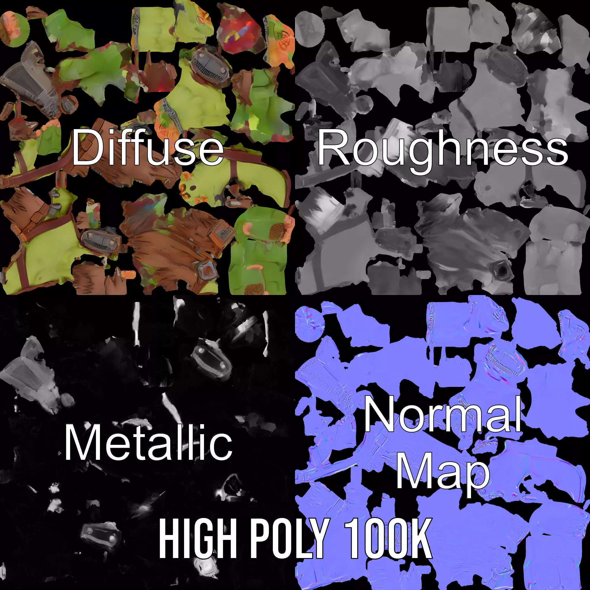 Fantasy Orc Warrior Character Model Pack Low-poly 3D model_4