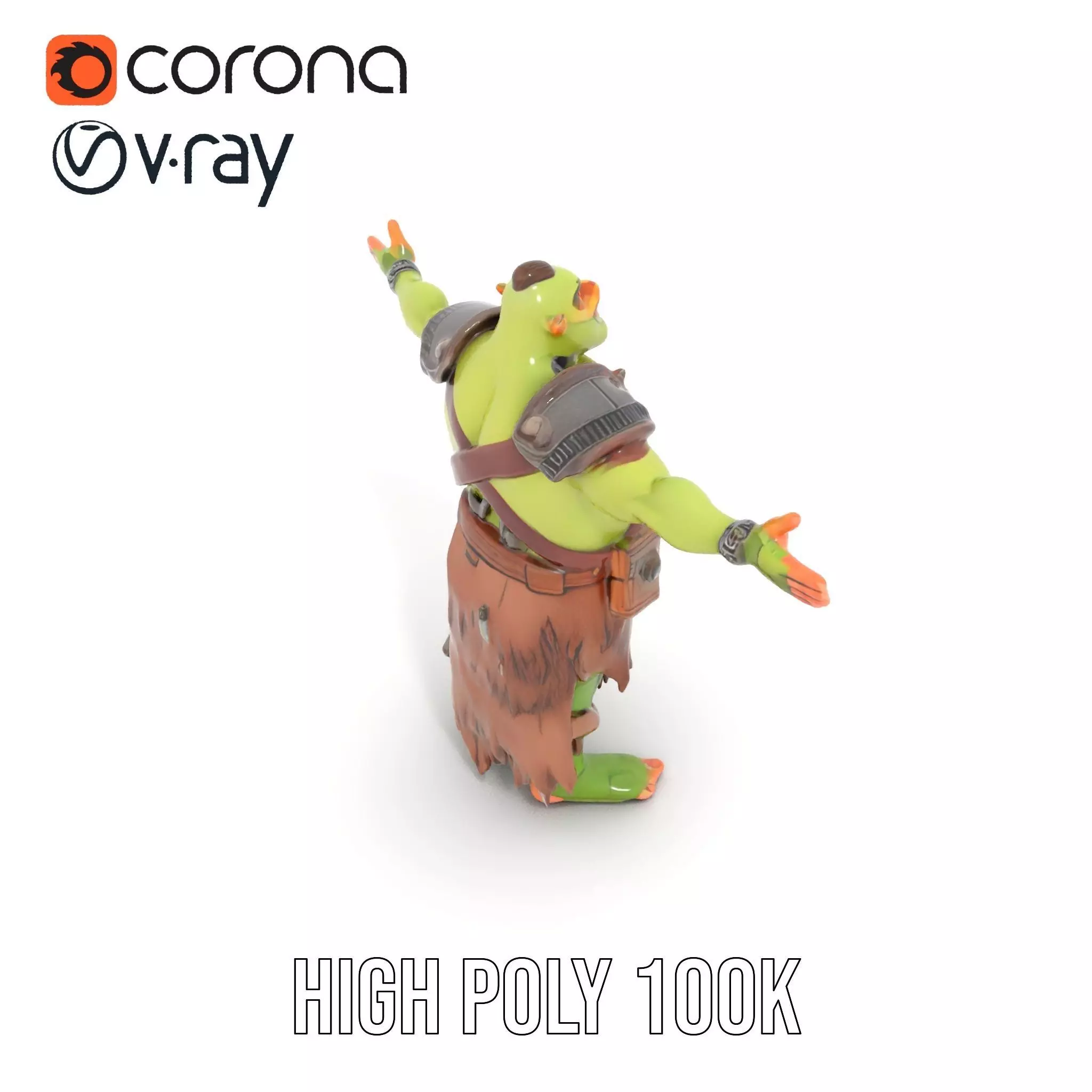 Fantasy Orc Warrior Character Model Pack Low-poly 3D model_20