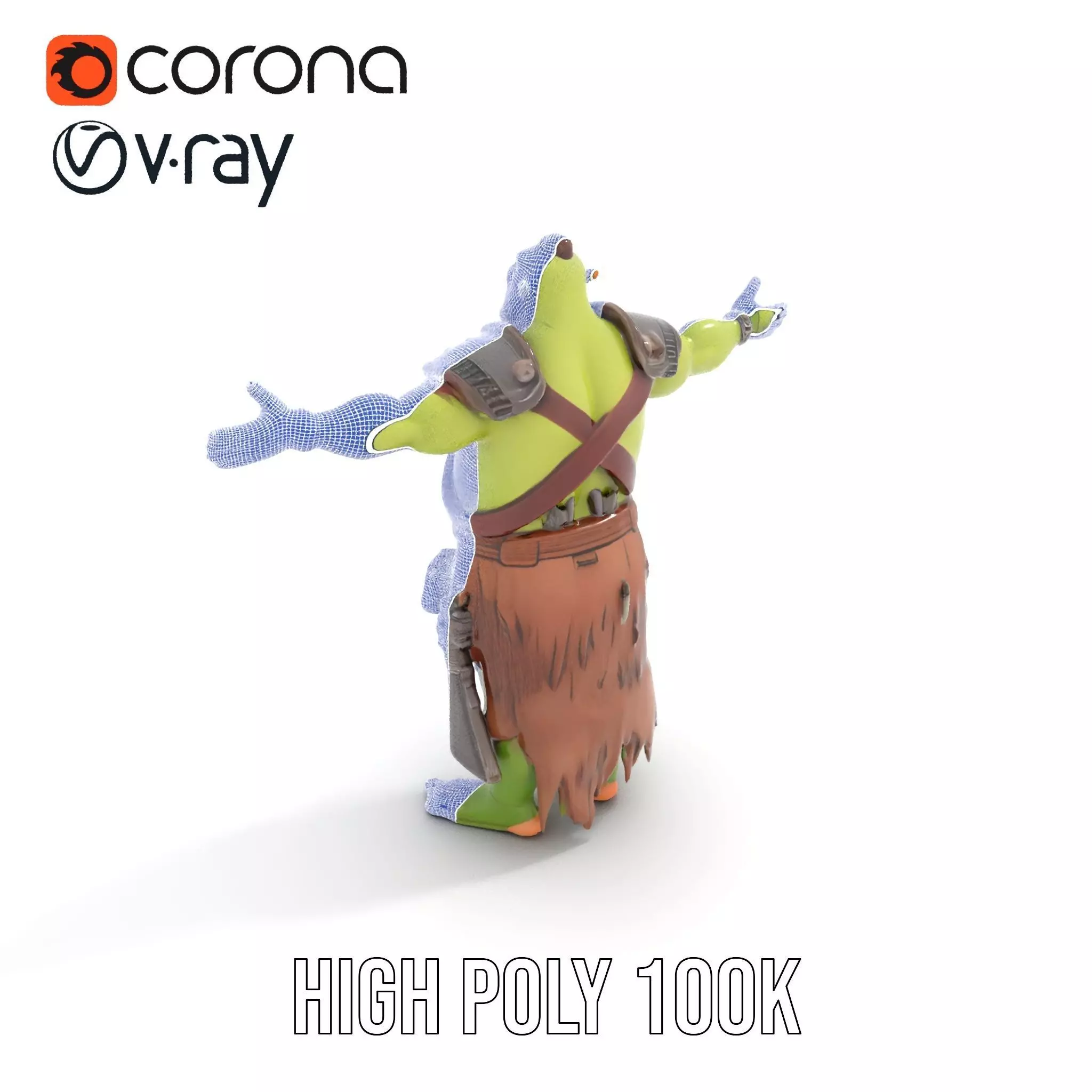 Fantasy Orc Warrior Character Model Pack Low-poly 3D model_29