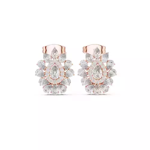Pear Cut Double Halo Diamond Stud Earring 3DM STL Video 3D print model