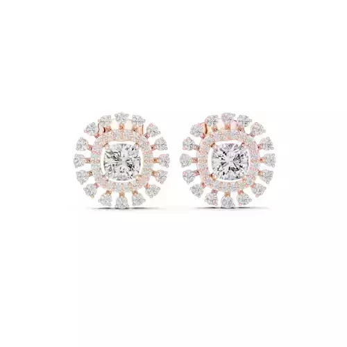 Cushion And Round Cut Diamond Stud Earring 3DM STL Video 3D print model