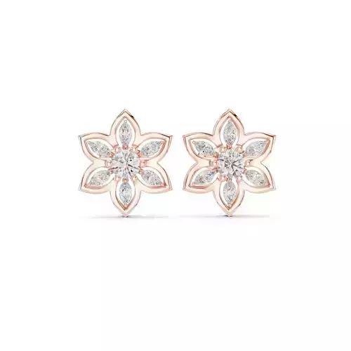 Marquise Cut Diamond Flower Stud Earring 3DM STL Video