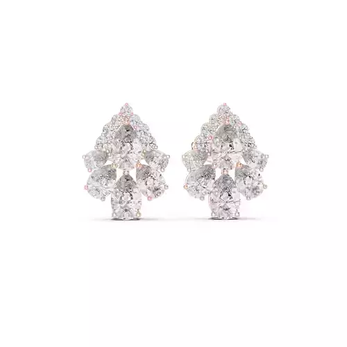 Pear and Round Cut Diamond Halo Stud Earring 3DM STL Video 3D print model