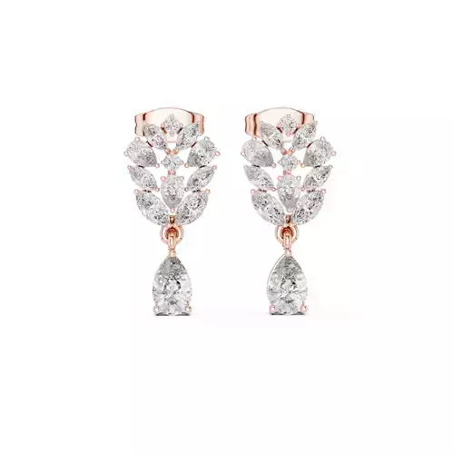 Pear and Marquise Cut Diamond Drop Earring 3DM STL Video