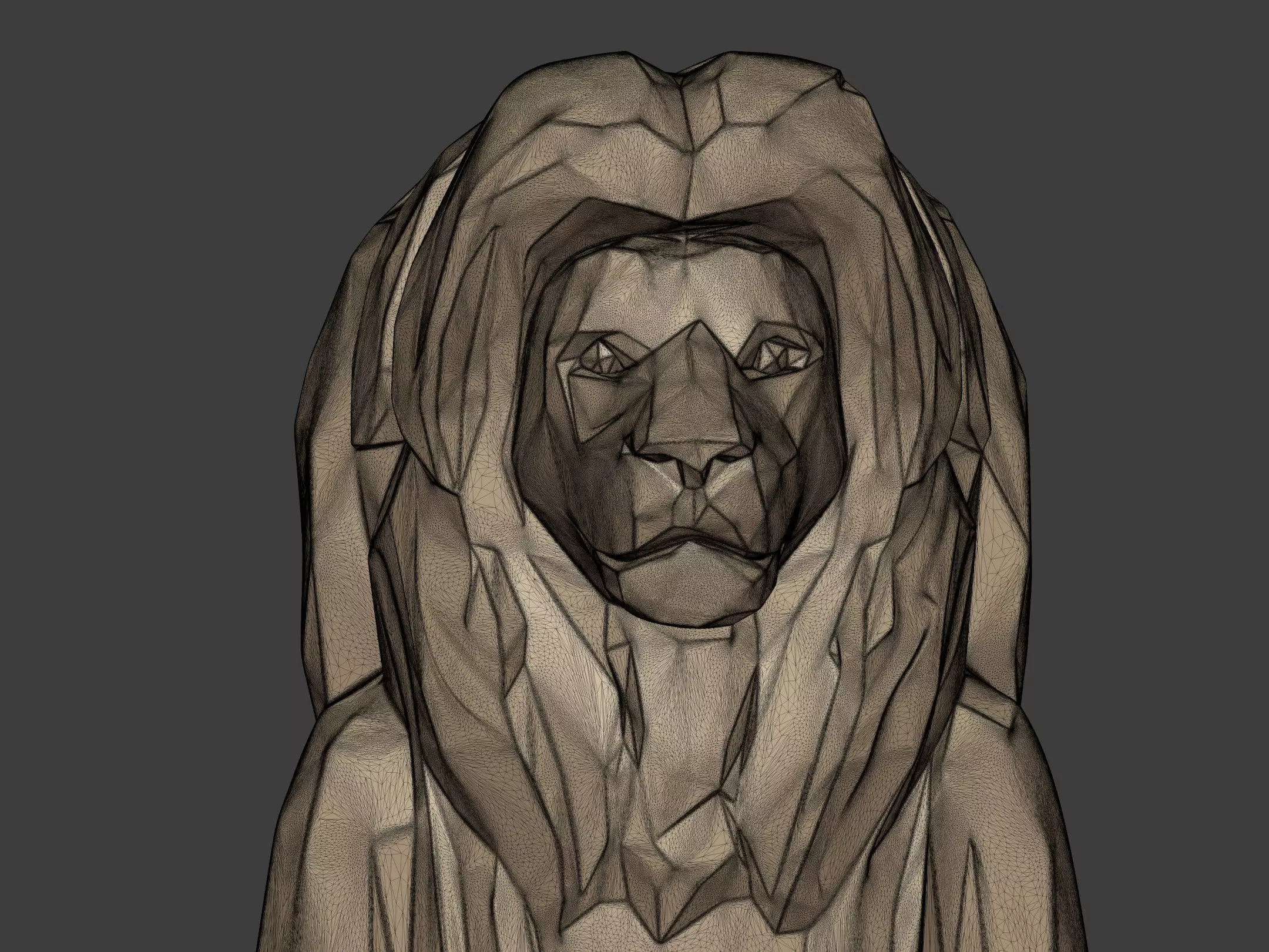 Abstract Meditation Lion Figurine  -- Buddha Statue 3D print model_11