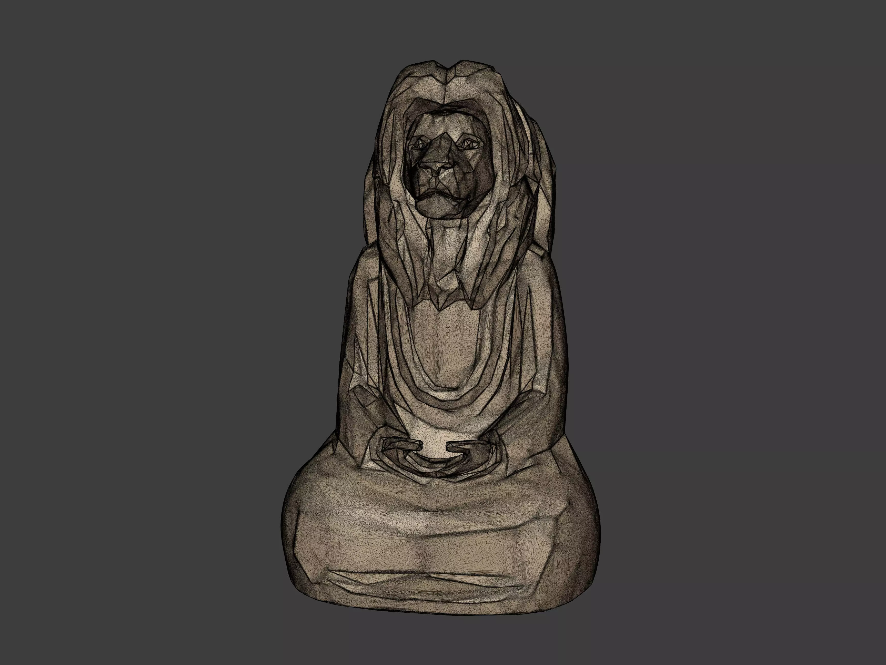 Abstract Meditation Lion Figurine  -- Buddha Statue 3D print model_2